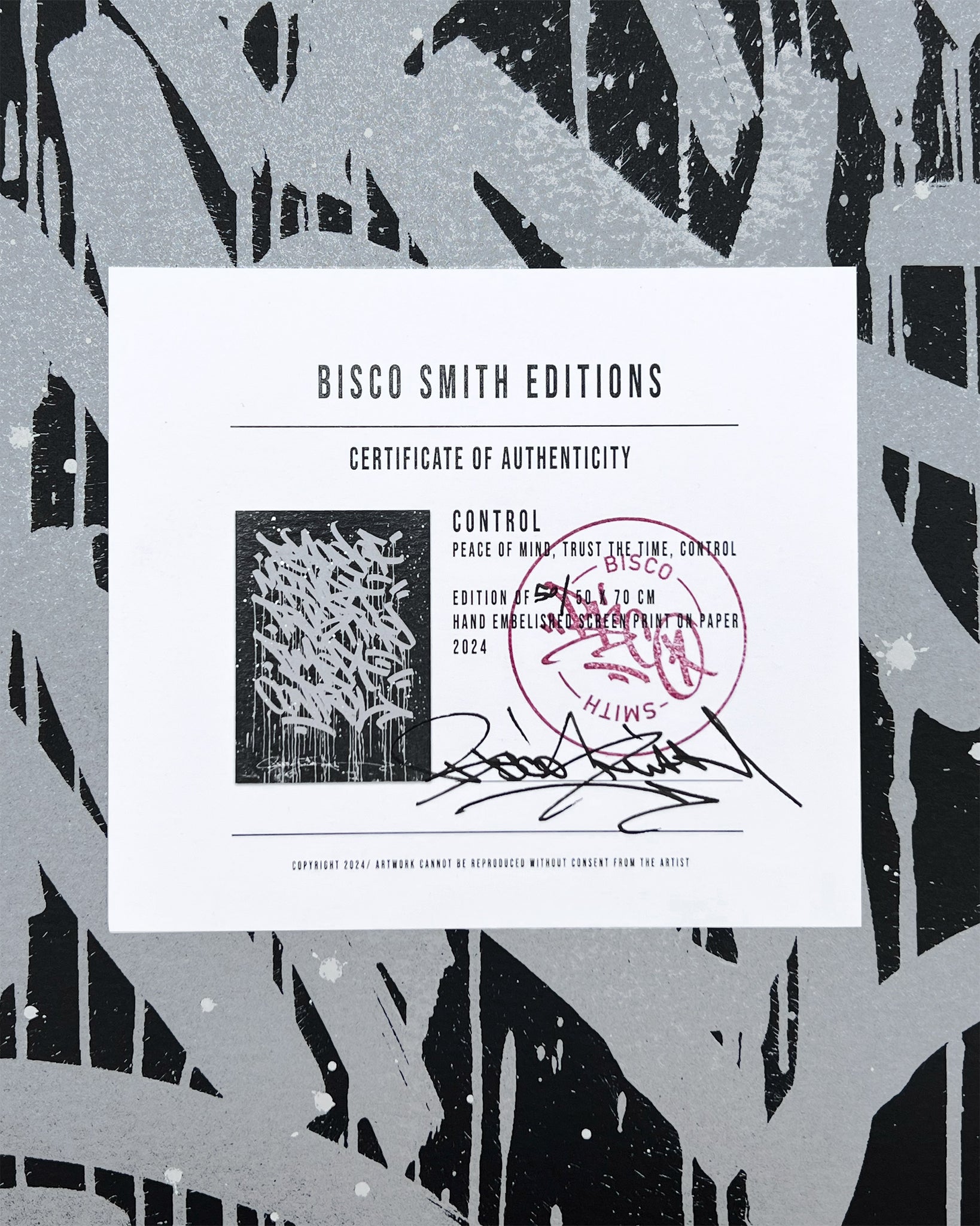 CONTROL / hand embellished screenprint - 20 x 27.5 in